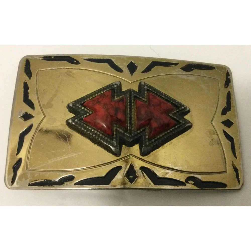 Southwestern Belt Buckle Buckles Lot Of 2 Rodeo Cowboy Stone Center